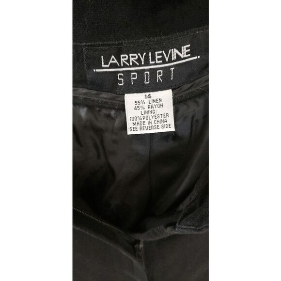 Larry Levine Sport Black Linen Blend Pink Embroidery Capri Pants Slacks Size 14 - Picture 6 of 10